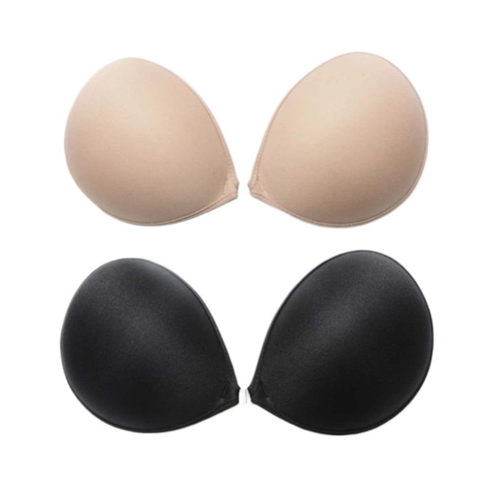 SHEIN 2pack Black/Nude Backless Adhesive Push up Bra Set, size D